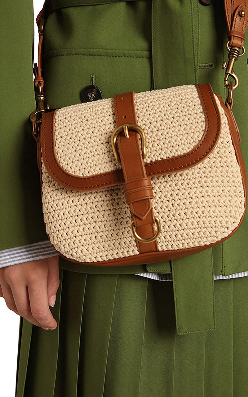 Made In Italy Leather And Raffia Crossbody, Handbags